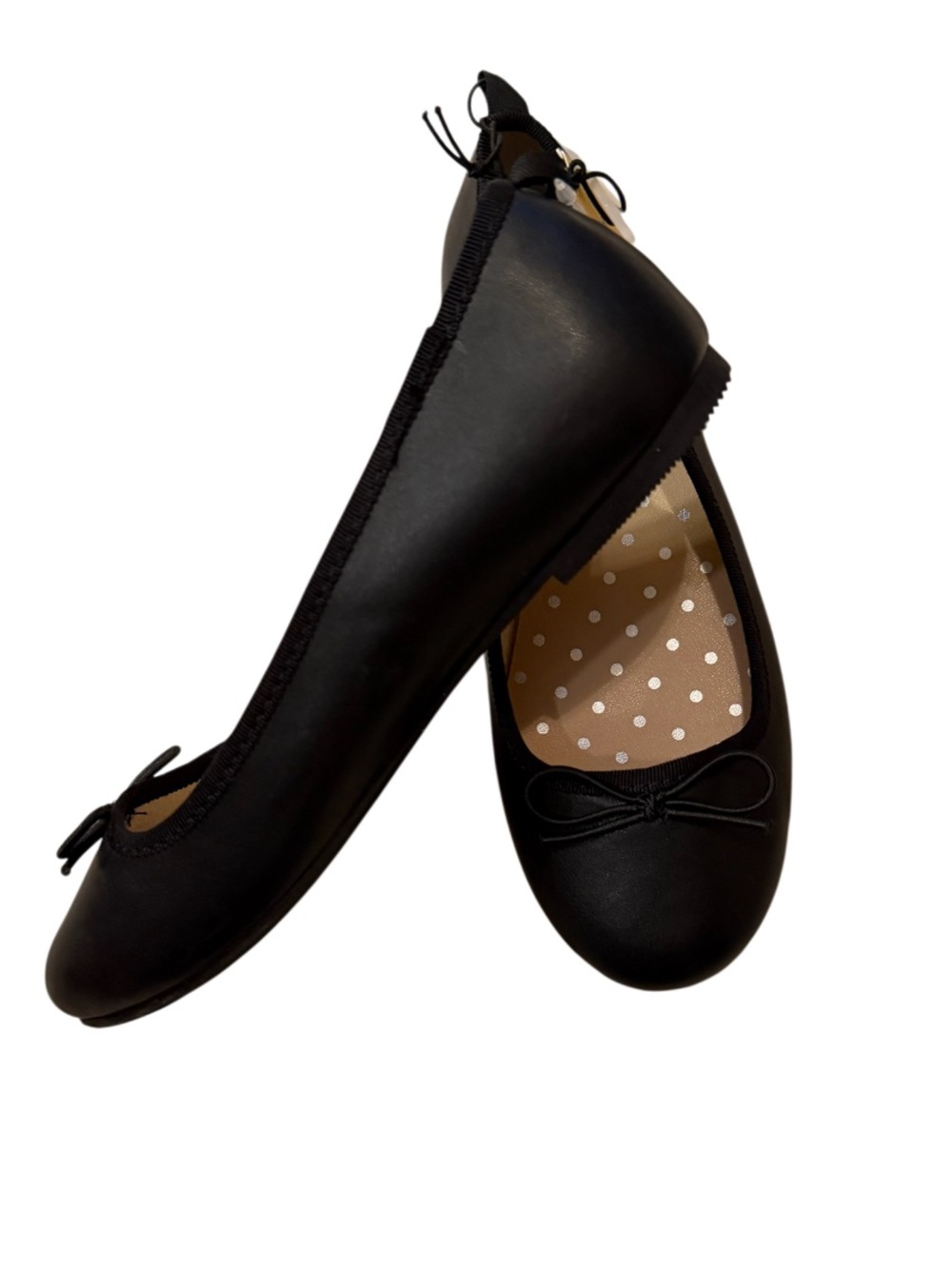 Cat & Jack Diana Black Ballet Flats with Bow Trim NWT Size 2